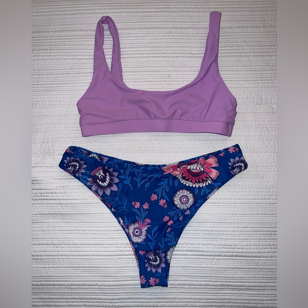 Purple and Blue Floral Bathing Suit NWOT